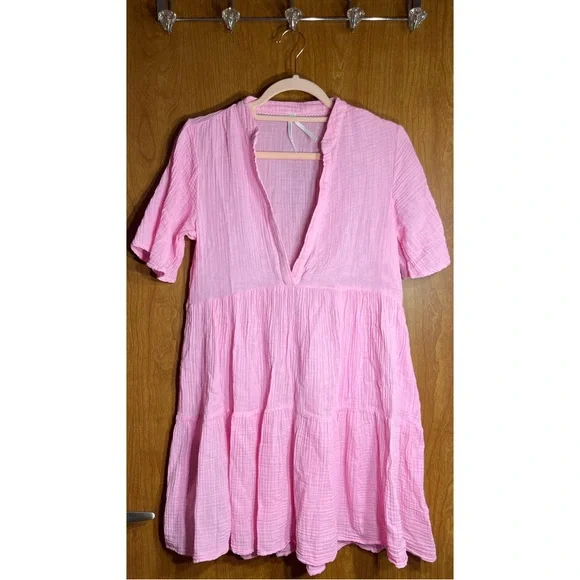 Anthropologie Kallie Flowy Tunic Dress Pink Beach Cover-Up NWOT Sz S - Picture 4 of 9